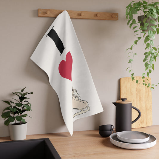 I Love Figure Skating Cotton Kitchen Towel | Eco-friendly