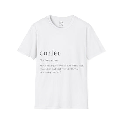 Unisex Softstyle Curling T-Shirt – Ice-Battling Hero Design | 100% Ring-Spun Cotton, Lightweight & Comfortable