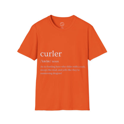 Unisex Softstyle Curling T-Shirt – Ice-Battling Hero Design | 100% Ring-Spun Cotton, Lightweight & Comfortable