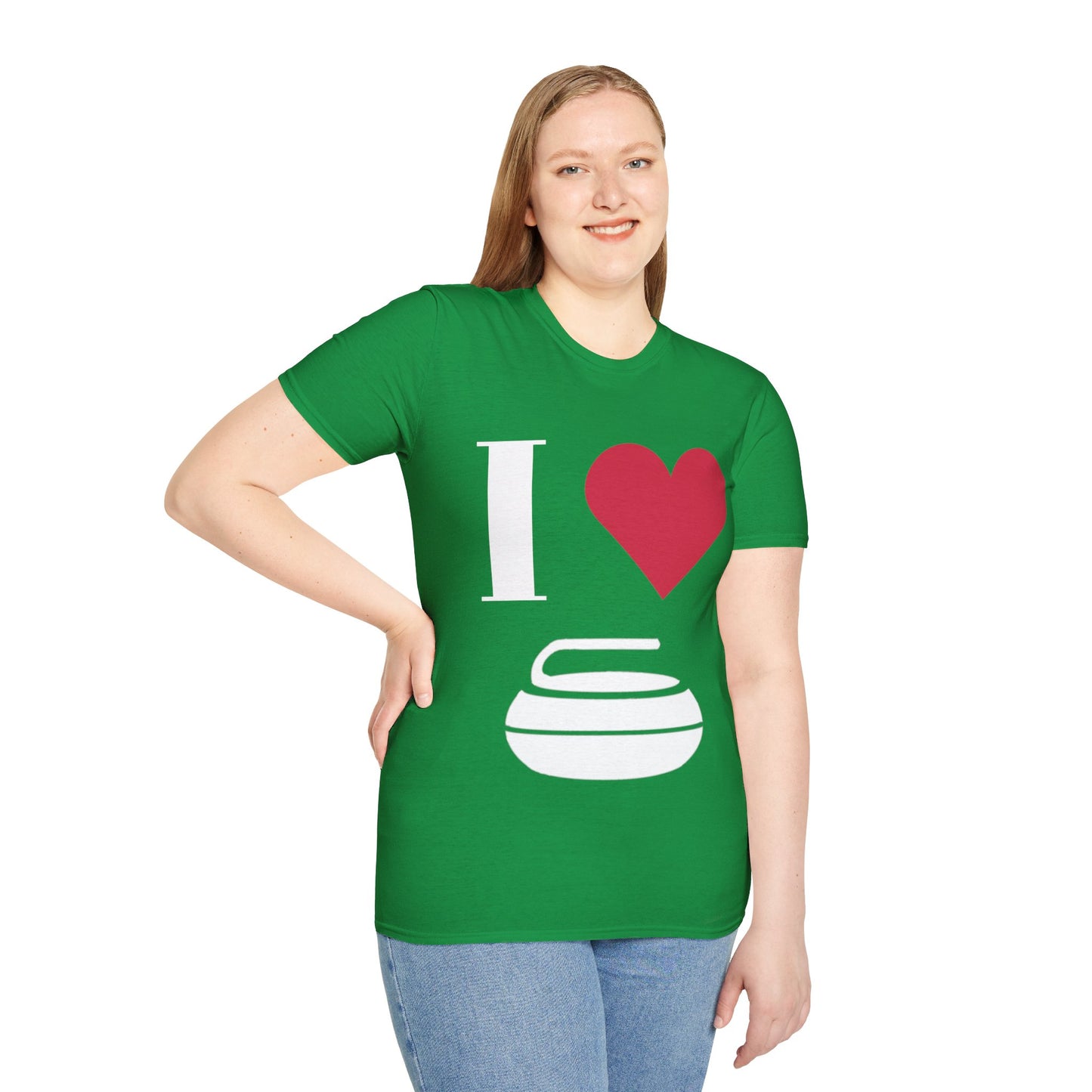 Unisex Softstyle T-Shirt – 100% Cotton ‘I Love Curling’ Graphic Tee | Soft, Lightweight & Comfortable