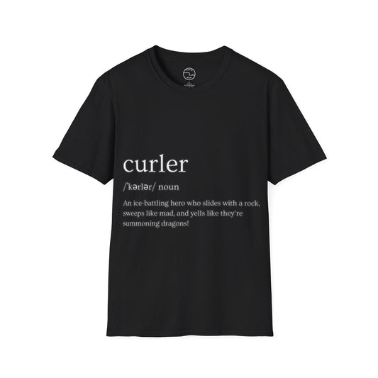 Unisex Softstyle Curling T-Shirt – Ice-Battling Hero Design | 100% Ring-Spun Cotton, Lightweight & Comfortable
