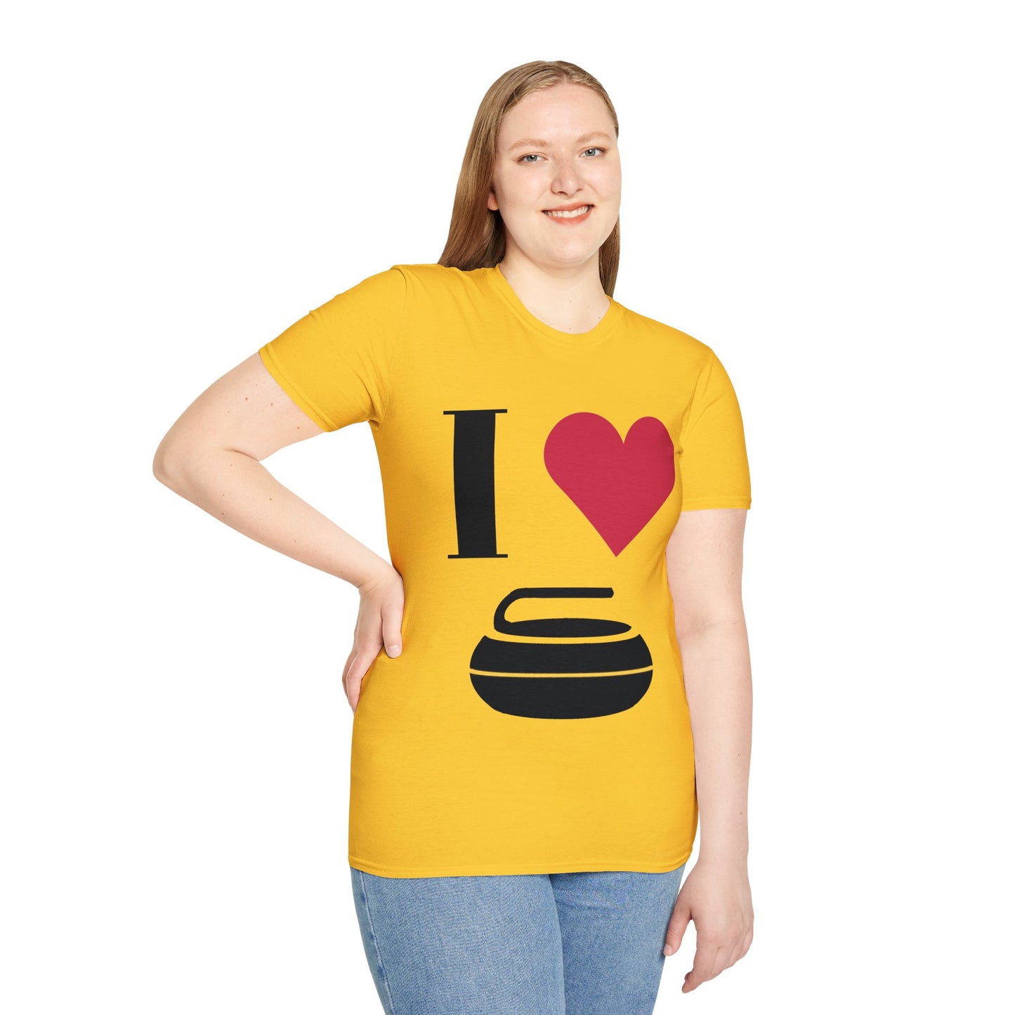 Unisex Softstyle T-Shirt – 100% Cotton ‘I Love Curling’ Graphic Tee | Soft, Lightweight & Comfortable