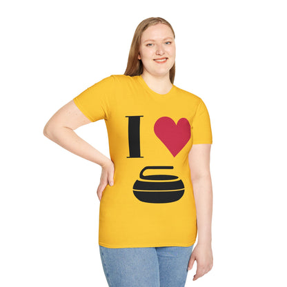 Unisex Softstyle T-Shirt – 100% Cotton ‘I Love Curling’ Graphic Tee | Soft, Lightweight & Comfortable