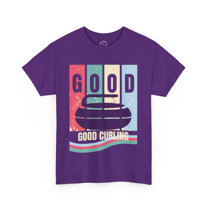 Unisex Heavy Cotton T-Shirt – Retro 4-Color Curling Pattern | Durable & Stylish Graphic Tee