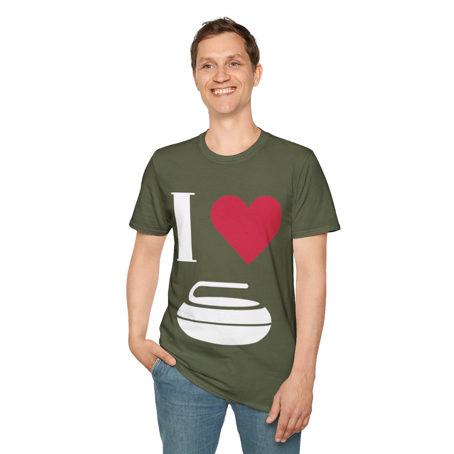 Unisex Softstyle T-Shirt – 100% Cotton ‘I Love Curling’ Graphic Tee | Soft, Lightweight & Comfortable