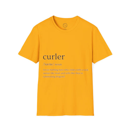 Unisex Softstyle Curling T-Shirt – Ice-Battling Hero Design | 100% Ring-Spun Cotton, Lightweight & Comfortable