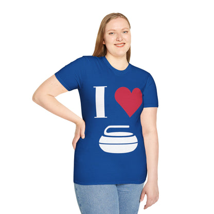 Unisex Softstyle T-Shirt – 100% Cotton ‘I Love Curling’ Graphic Tee | Soft, Lightweight & Comfortable