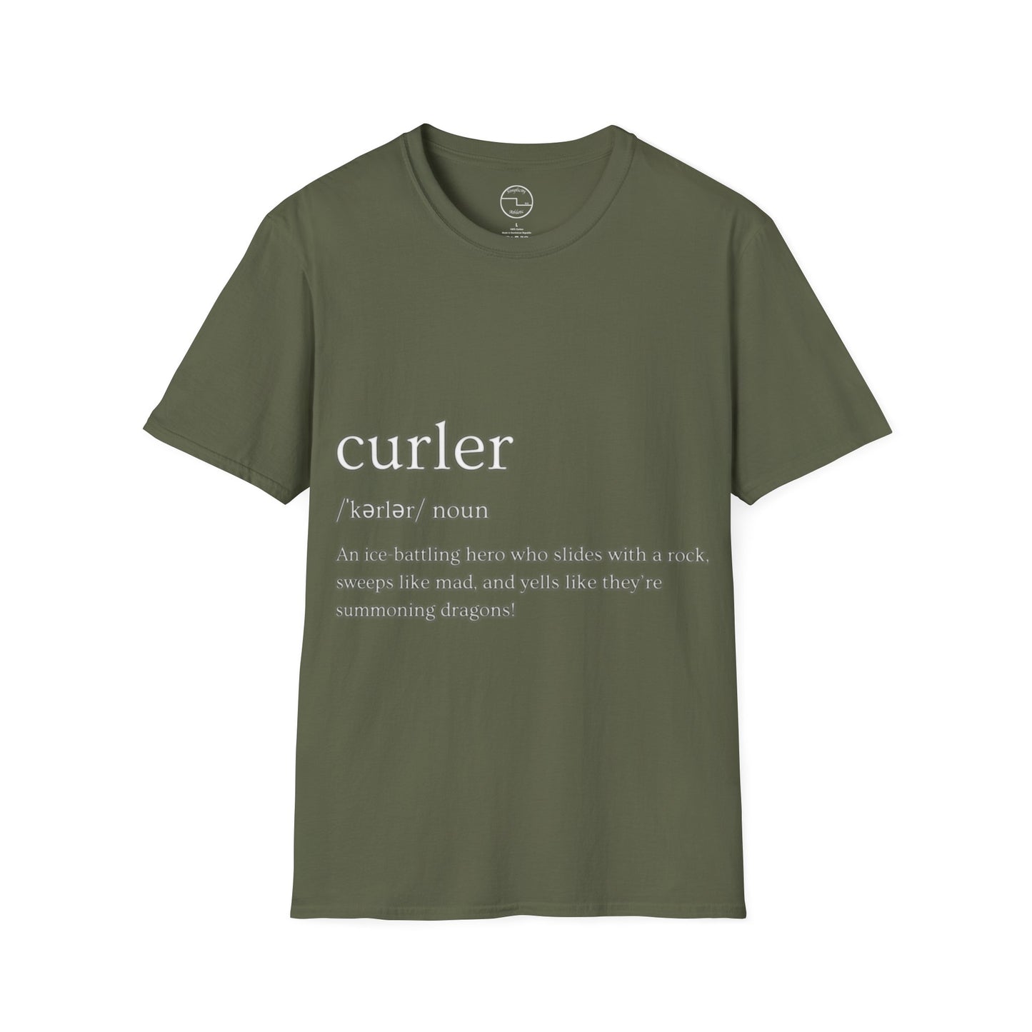 Unisex Softstyle Curling T-Shirt – Ice-Battling Hero Design | 100% Ring-Spun Cotton, Lightweight & Comfortable