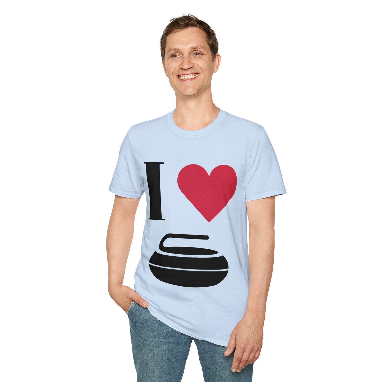 Unisex Softstyle T-Shirt – 100% Cotton ‘I Love Curling’ Graphic Tee | Soft, Lightweight & Comfortable
