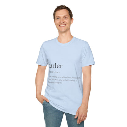 Unisex Softstyle Curling T-Shirt – Ice-Battling Hero Design | 100% Ring-Spun Cotton, Lightweight & Comfortable