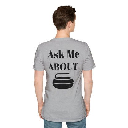 Unisex Softstyle T-Shirt – 100% Cotton | 'I Heart Curling' Front Print & 'Ask Me About Curling' Back Design | Soft, Lightweight & Comfortable
