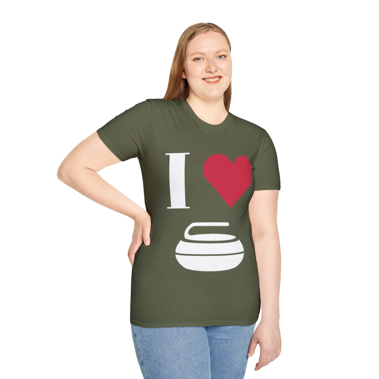Unisex Softstyle T-Shirt – 100% Cotton ‘I Love Curling’ Graphic Tee | Soft, Lightweight & Comfortable