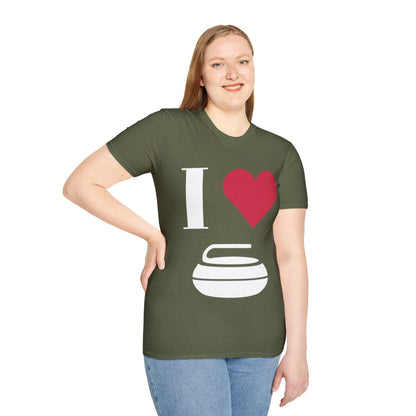 Unisex Softstyle T-Shirt – 100% Cotton ‘I Love Curling’ Graphic Tee | Soft, Lightweight & Comfortable