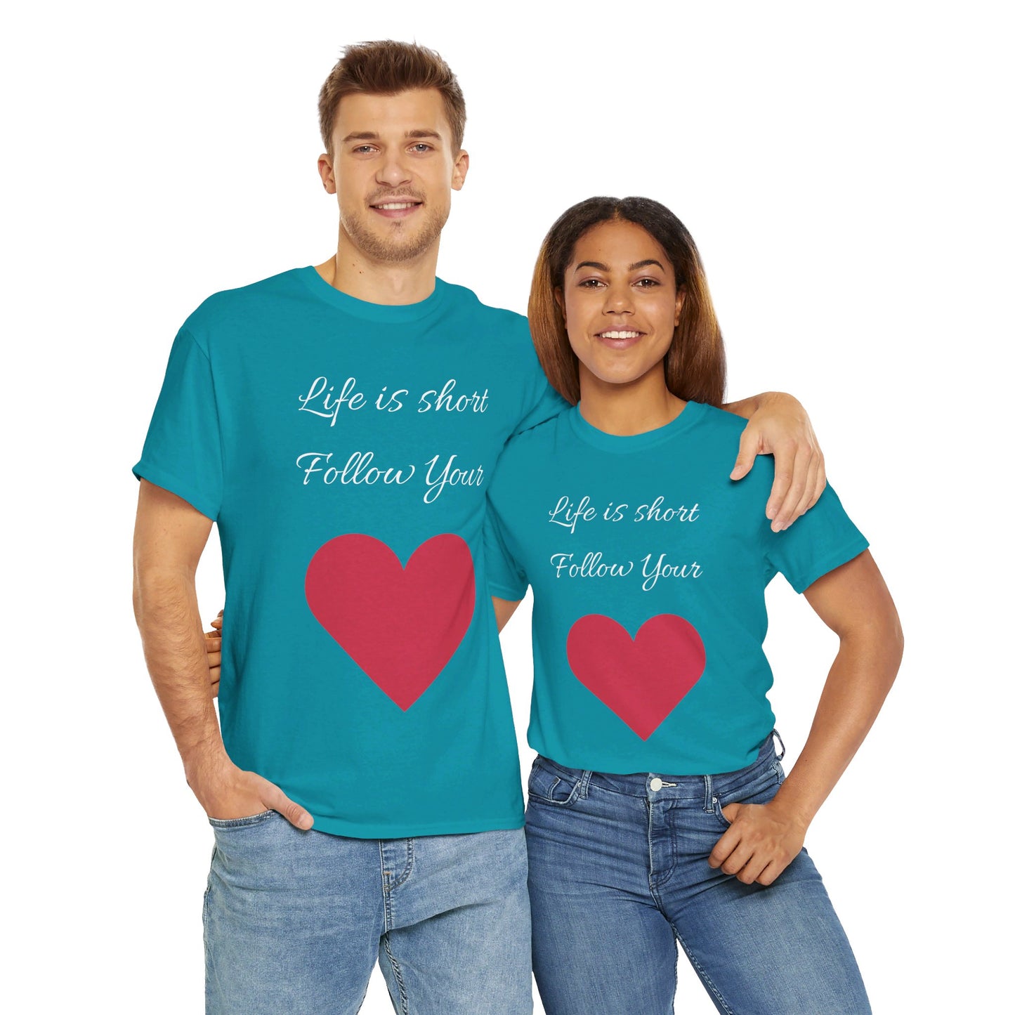 Life is short, follow your heart; You are enough; Double Sides Printed Motivational Tee | Unisex 100% US Heavy Cotton