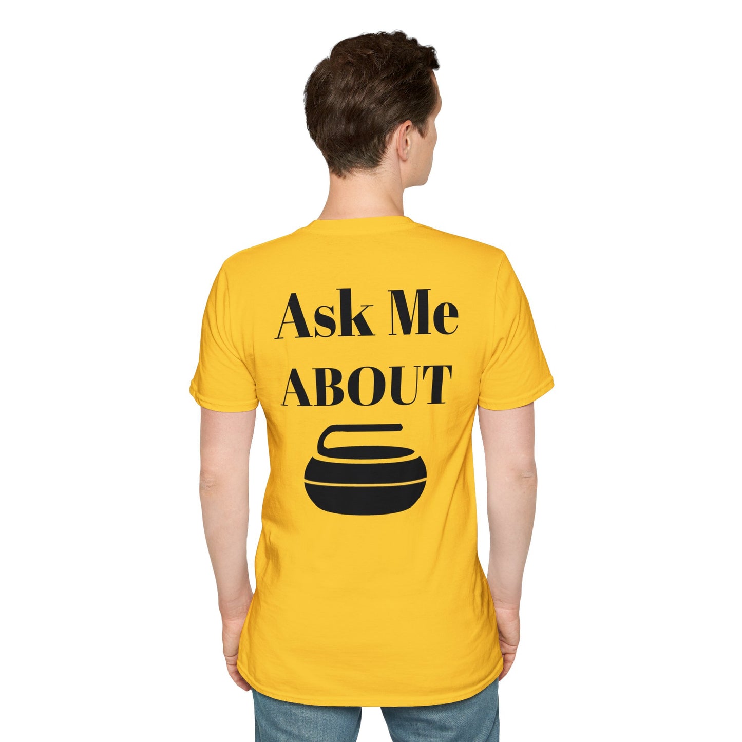 Unisex Softstyle T-Shirt – 100% Cotton | 'I Heart Curling' Front Print & 'Ask Me About Curling' Back Design | Soft, Lightweight & Comfortable