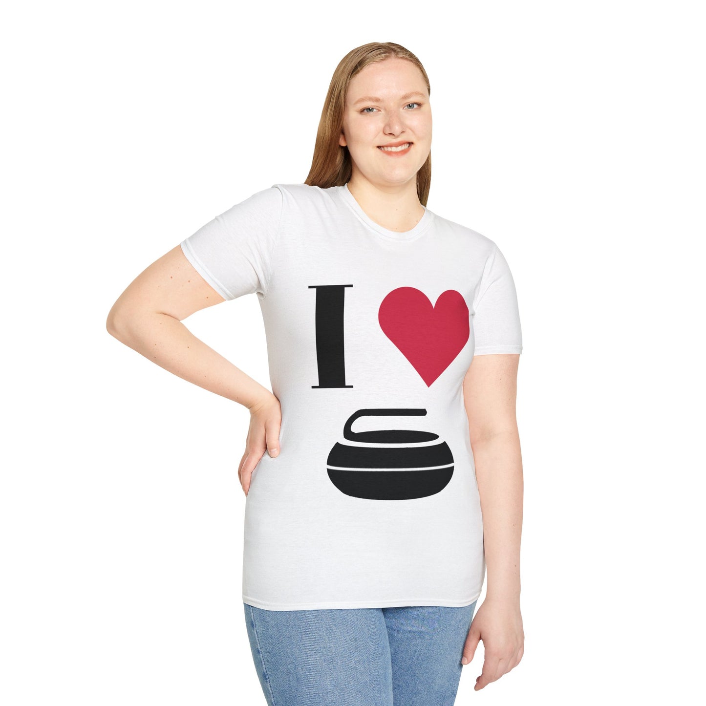 Unisex Softstyle T-Shirt – 100% Cotton ‘I Love Curling’ Graphic Tee | Soft, Lightweight & Comfortable