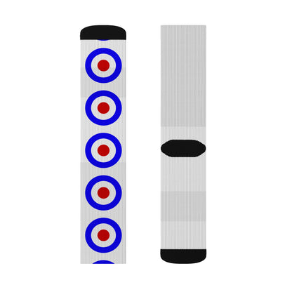 Sublimation Socks with Curling Stones and Houses - Fleece Lined Comfort and Style