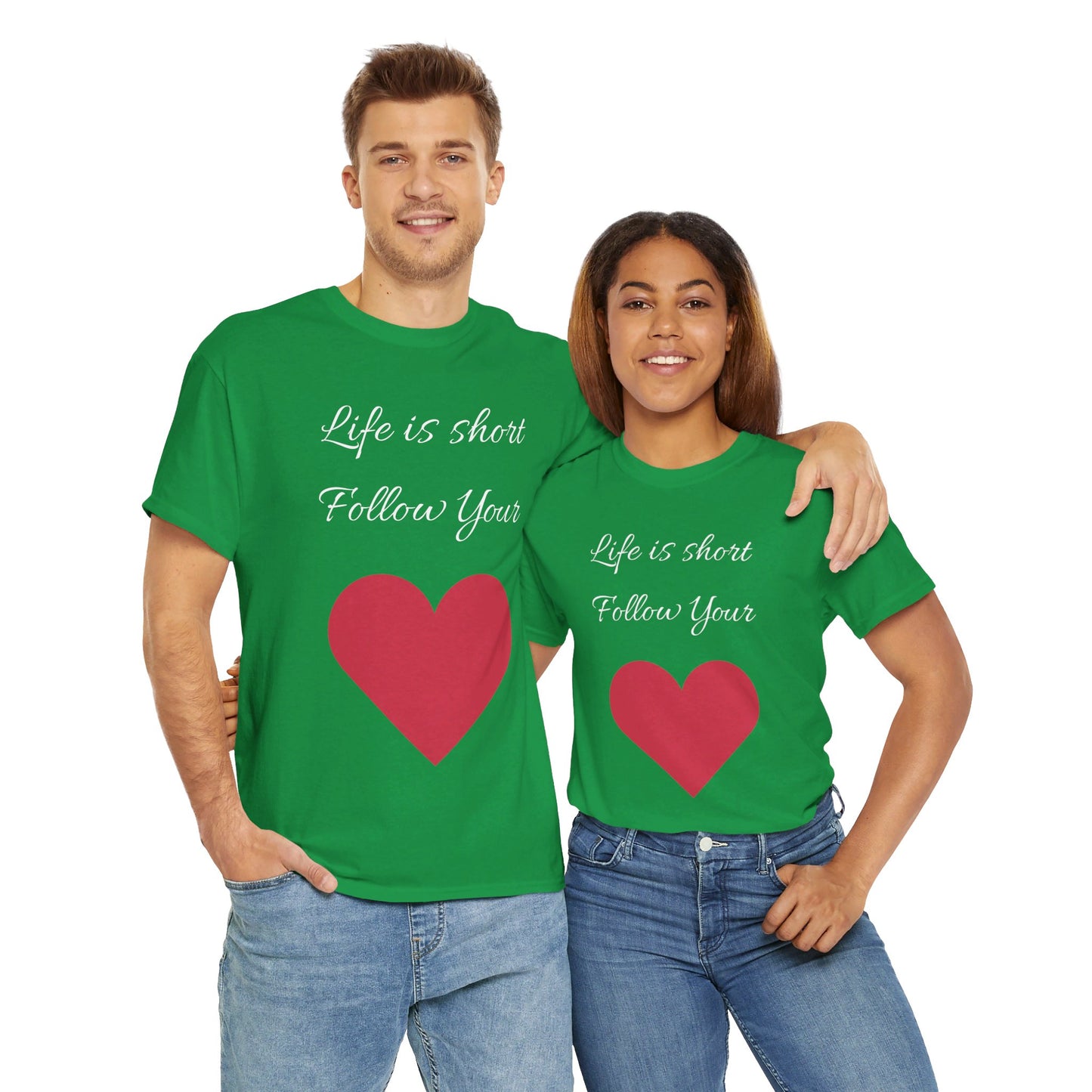 Life is short, follow your heart; You are enough; Double Sides Printed Motivational Tee | Unisex 100% US Heavy Cotton
