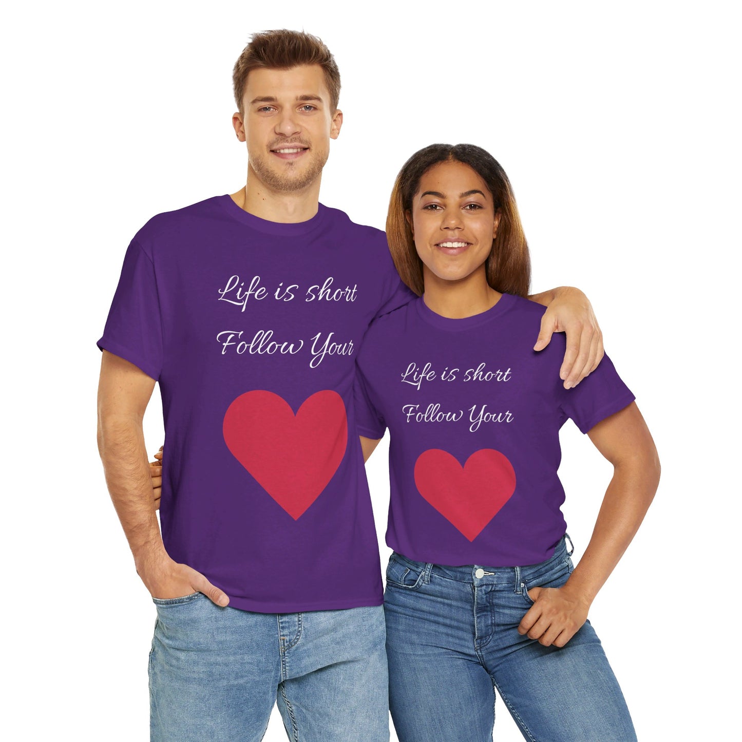 Life is short, follow your heart; You are enough; Double Sides Printed Motivational Tee | Unisex 100% US Heavy Cotton
