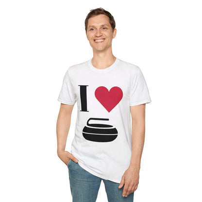 Unisex Softstyle T-Shirt – 100% Cotton | 'I Heart Curling' Front Print & 'Ask Me About Curling' Back Design | Soft, Lightweight & Comfortable