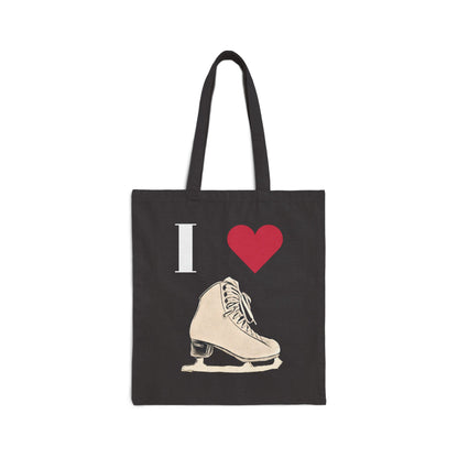 Figure Skating 100% Cotton ECO-friendly Canvas Tote Bag | Spiral Joke and "I love figure skating" designs