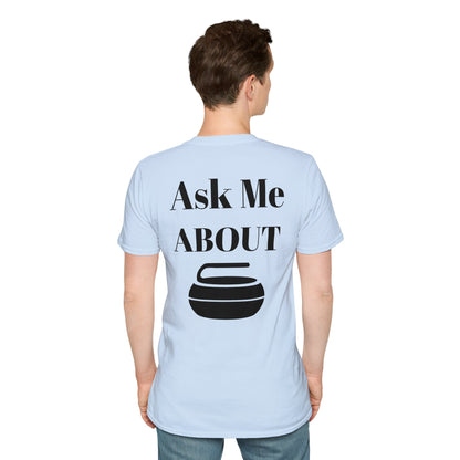 Unisex Softstyle T-Shirt – 100% Cotton | 'I Heart Curling' Front Print & 'Ask Me About Curling' Back Design | Soft, Lightweight & Comfortable
