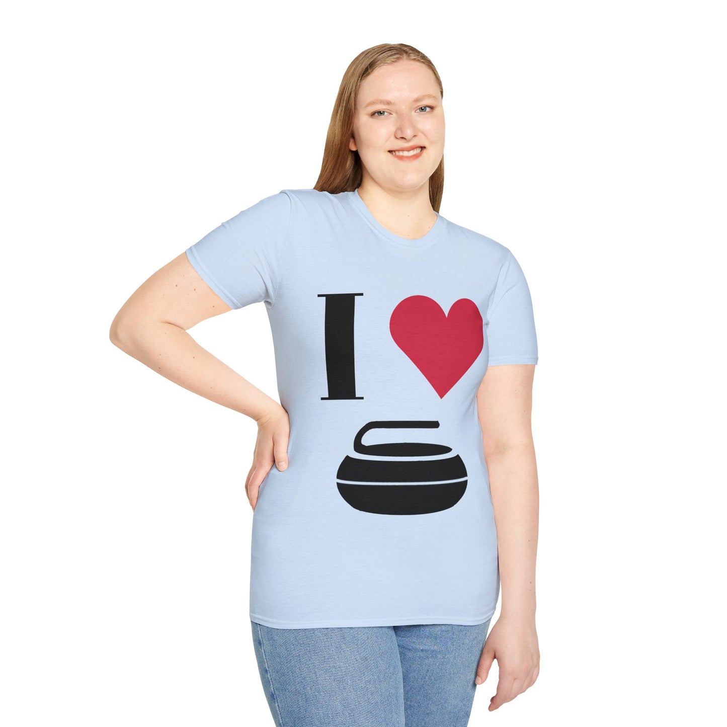 Unisex Softstyle T-Shirt – 100% Cotton ‘I Love Curling’ Graphic Tee | Soft, Lightweight & Comfortable