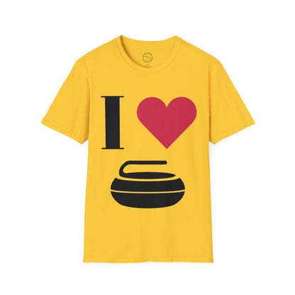 Unisex Softstyle T-Shirt – 100% Cotton ‘I Love Curling’ Graphic Tee | Soft, Lightweight & Comfortable