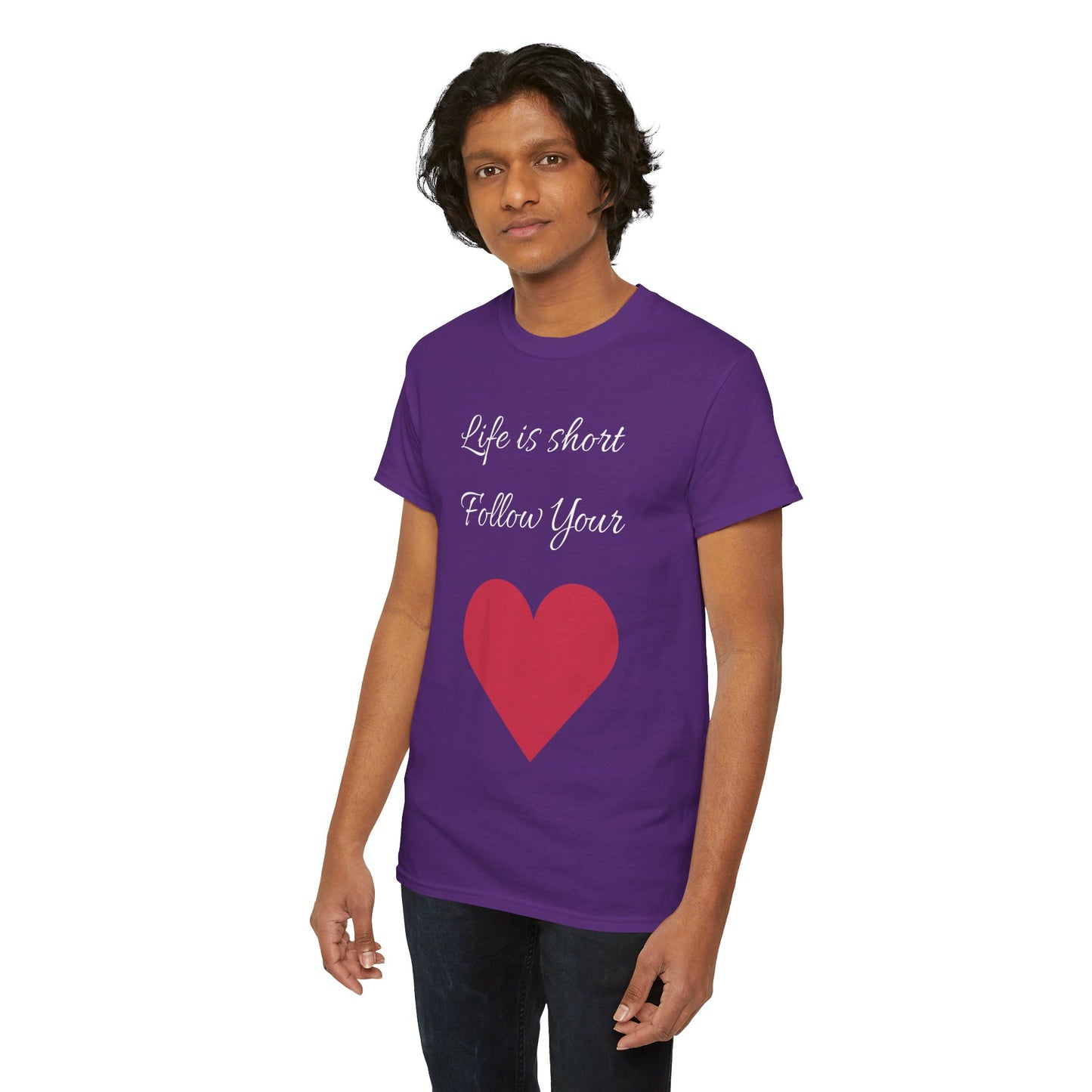 Life is short, follow your heart; You are enough; Double Sides Printed Motivational Tee | Unisex 100% US Heavy Cotton