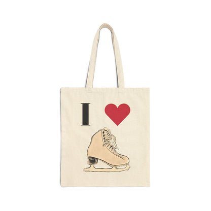 Figure Skating 100% Cotton ECO-friendly Canvas Tote Bag | Spiral Joke and "I love figure skating" designs