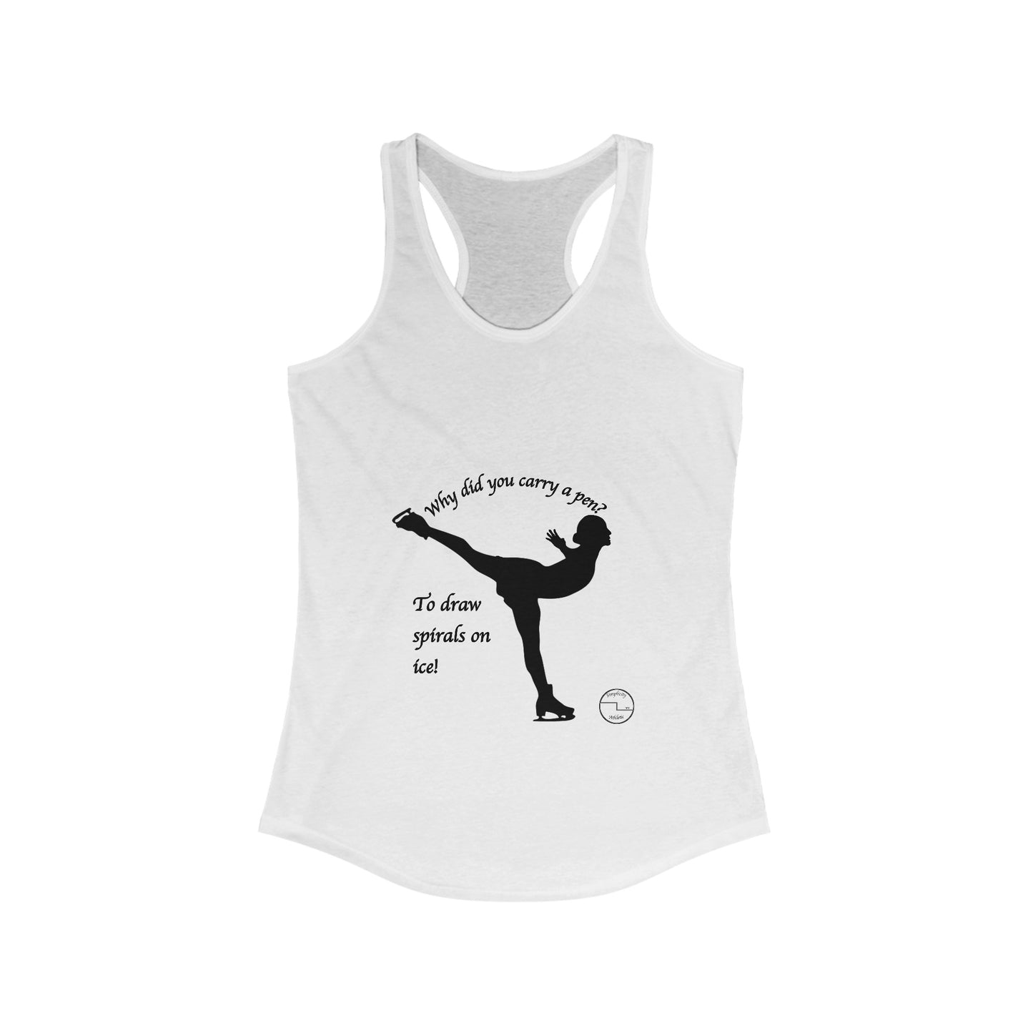 Women's Figure Skating Spiral Sketch Funny Racerback Tank Top | Extra Light