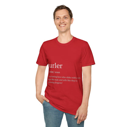 Unisex Softstyle Curling T-Shirt – Ice-Battling Hero Design | 100% Ring-Spun Cotton, Lightweight & Comfortable