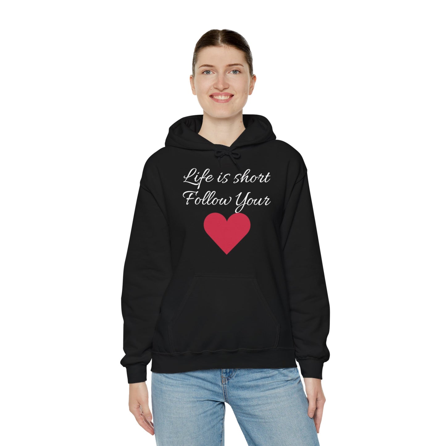 Life is short, follow your heart; You are enough; Double Sides Printed Motivational Unisex Hoodie