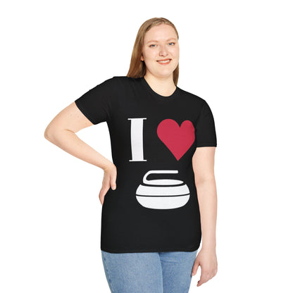 Unisex Softstyle T-Shirt – 100% Cotton ‘I Love Curling’ Graphic Tee | Soft, Lightweight & Comfortable