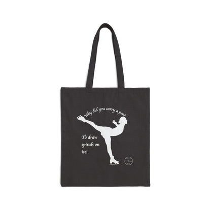 Figure Skating 100% Cotton ECO-friendly Canvas Tote Bag | Spiral Joke and "I love figure skating" designs