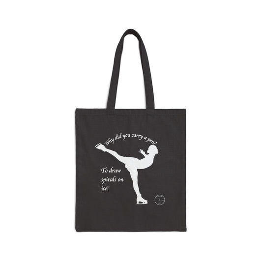 Figure Skating 100% Cotton ECO-friendly Canvas Tote Bag | Spiral Joke and "I love figure skating" designs