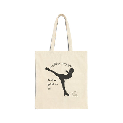 Figure Skating 100% Cotton ECO-friendly Canvas Tote Bag | Spiral Joke and "I love figure skating" designs