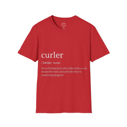 Unisex Softstyle Curling T-Shirt – Ice-Battling Hero Design | 100% Ring-Spun Cotton, Lightweight & Comfortable