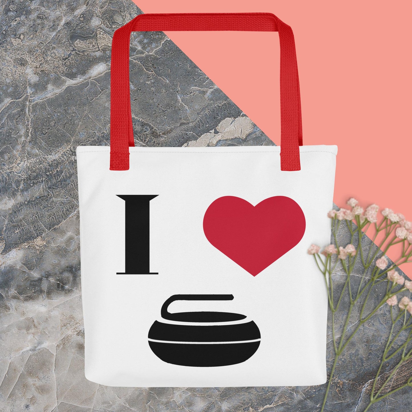 Curling Tote Bag – 'I Heart Curling' Design – Durable and Stylish Tote for Curling Enthusiasts