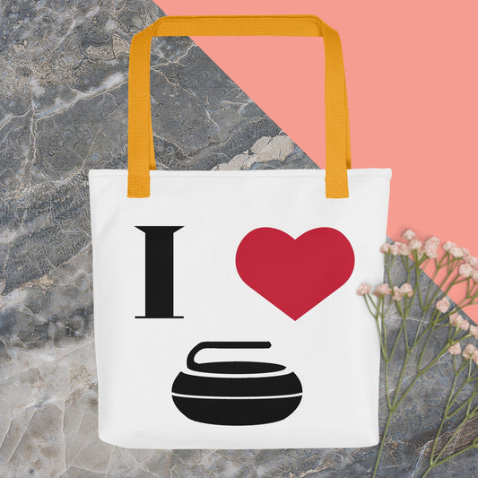 Curling Tote Bag – 'I Heart Curling' Design – Durable and Stylish Tote for Curling Enthusiasts